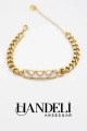 Düz Zincir Dalga Model Gold Altın Kaplama Bileklik
