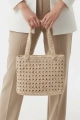 El Yapımı Hasır Model Bej Renk Kadın Kol Çantası