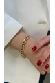 Uzatmalı Taş Detay Milan Model Gold Altın Kaplama Bileklik