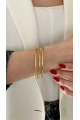 Üçlü Tam Simli Ajda Model Gold Altın Kaplama Çelik Bileklik