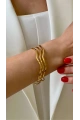 Üçlü Zikzak Ajda Model Gold Altın Kaplama Bileklik