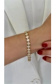 Sıra Çiçek Detay Gold Altın Kaplama Bileklik