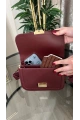 Nora Model Bordo Renk Deri Kol Çantası