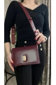 Karmin Model Bordo Renk Deri Kol Çantası