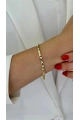 Sıralı Prizma Model Gold Altın Kaplama Bileklik
