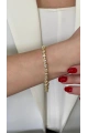 Sıralı Taşlı Yıldız Model Gold Altın Kaplama Bileklik