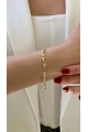 Oval Taş Model Baget Detay Gold Altın Kaplama Bileklik