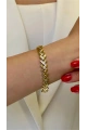 Yarı Taşlı Bombeli Üçgen Model Gold Altın Kaplama Bileklik