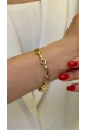Yarı Taşlı Bombeli Üçgen Model Gold Altın Kaplama Bileklik