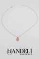 Düz Zincir Pembe Kalp Detay Gold Altın Kaplama Kolye