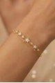 Taşlı Sıralı Yıldız Model Gold Altın Kaplama Bileklik