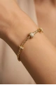 Horus Zincir Taşlı Halka Detay Gold Altın Kaplama Bileklik