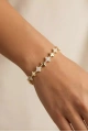Sıralı Taşlı Yonca Model Gold Altın Kaplama Bileklik