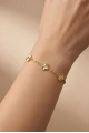 Dorika Zincir Çizgili Yonca Detay Gold Altın Kaplama Bileklik