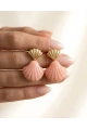 Pembe İstiridye Model Gold Altın Kaplama Küpe