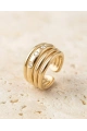 Dört Sıra Taş Detay Gold Altın Kaplama Ear Cuff