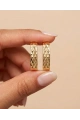Baklava Çizgi Model Gold Altın Kaplama Küpe