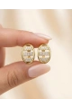Oval Üç Şerit Model Gold Altın Kaplama Küpe