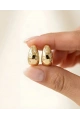 Yıldız Oval Model Gold Altın Kaplama Küpe