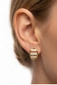 Oval Üç Şerit Model Gold Altın Kaplama Küpe