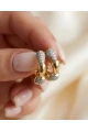 Taşlı Boğum Halka Model Gold Altın Kaplama Çelik Küpe