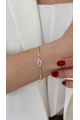 Pul Model Oval Taşlı Göz Gold Altın Kaplama Bileklik
