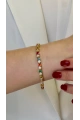 Renkli Taş Kalp Model Gold Altın Kaplama Bileklik