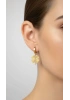 Çizgili Yonca Model Gold Altın Kaplama Çelik Küpe
