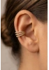 Üç Sıra Taş Model Gold Altın Kaplama Ear Cuff