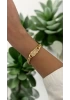 Gurmet Ezik Bağlı Model Kare Taş Detay Klips Gold Altın Kaplama Bileklik