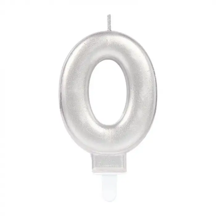 0 Rakam Mum Gümüş Renk (5047)