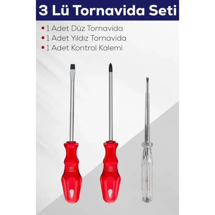 3lü Tornavida Seti (düz Tornavida + Yıldız Tornavida + Kontrol Kalemi)