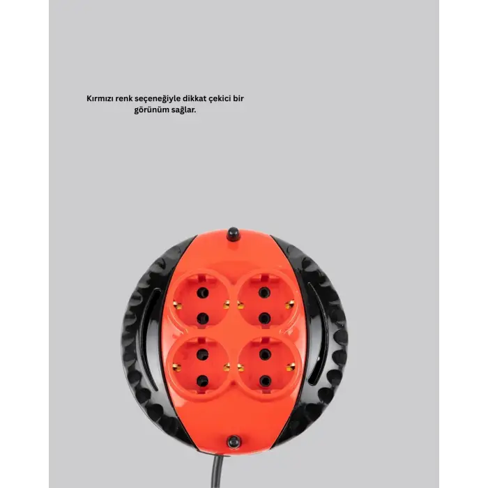 5 Metre Kablolu 4’lü Kırmızı Priz Makara