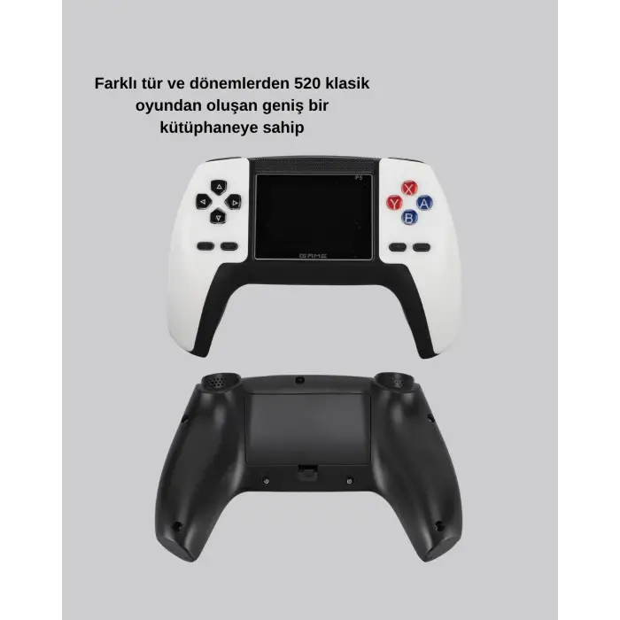 520 Klasik Oyunlu P5™ ControllerView Retro Konsol – Şarjlı,  Ergonomik Tasarım