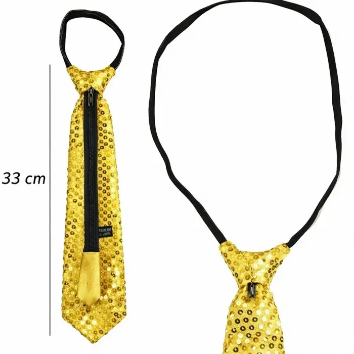 Altın Renk Pul Payetli Işıltılı Parti Kravatı 33 Cm