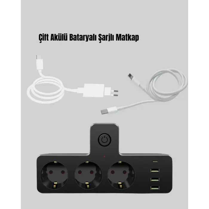 Anahtarlı Çoklu Priz 3 USB 1 Type-C Hızlı Şarj Destekli