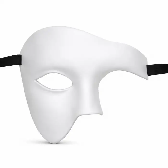 Beyaz Yarım Erkek Maske – Phantom Parti  Balo Maskesi