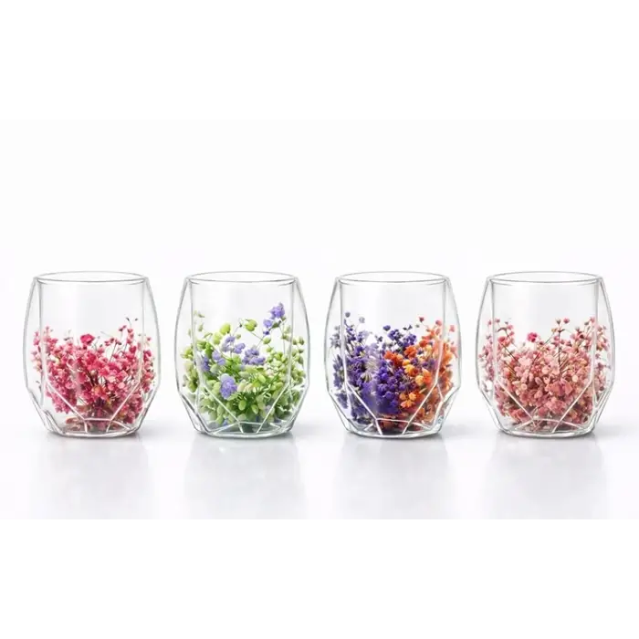Çift Camlı Çiçekli Bardak Alk4471