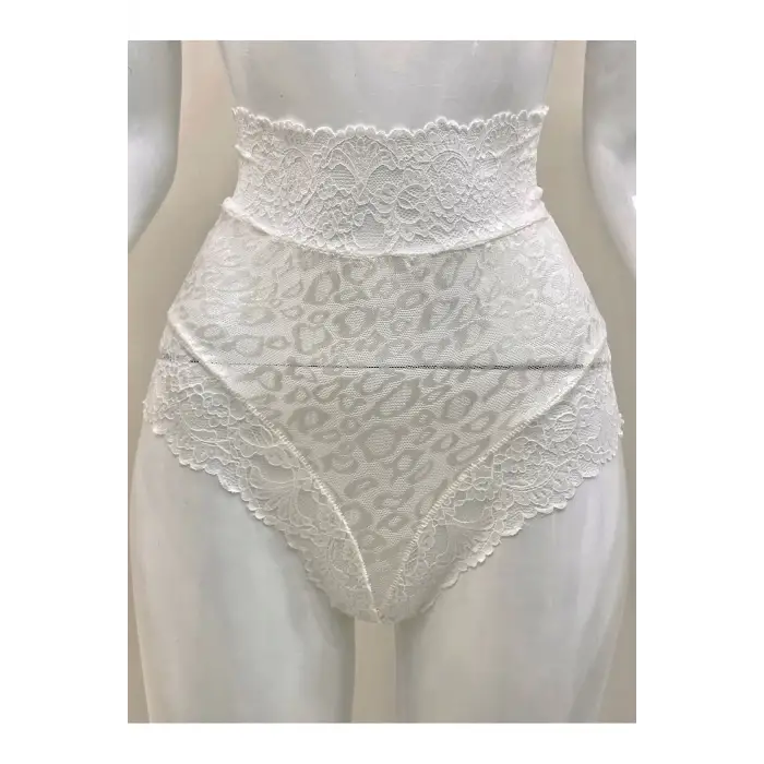 Ekru Dantelli Yüksek Bel Külot Venüs-k1012