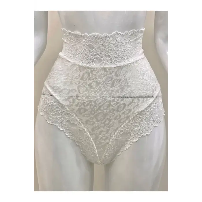 Ekru Dantelli Yüksek Bel Külot Venüs-k1012