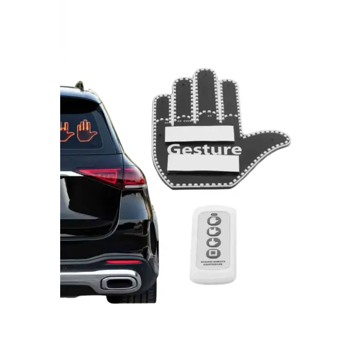 El Orta Parmak Led Kumandalı Araç İçi Reflektör Arka Cam El Simgesi