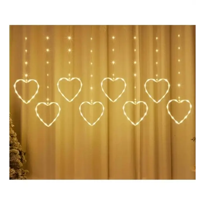 Kalpli Perde Led Işıklar, Sevgililer Günü Romantik Led Aydınlatma