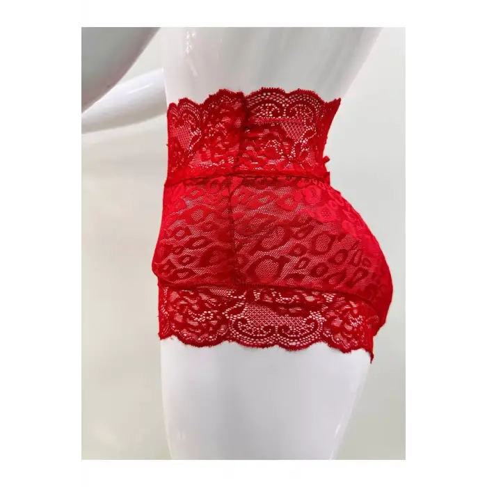 Kırmızı Dantelli Yüksek Bel Külot Venüs-k1011