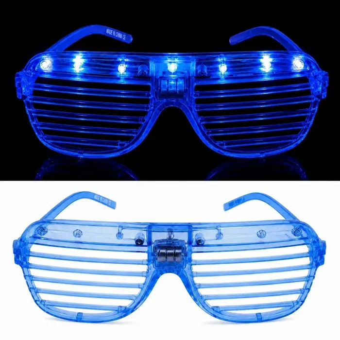 Led Işıklı Panjur Parti Gözlüğü Mavi Renk Shutter Gözlük