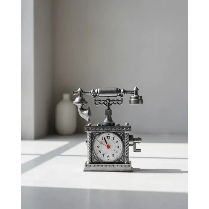 N8808B TELEFON ŞEKLİNDE ÇALAR SAAT GÜMÜŞ