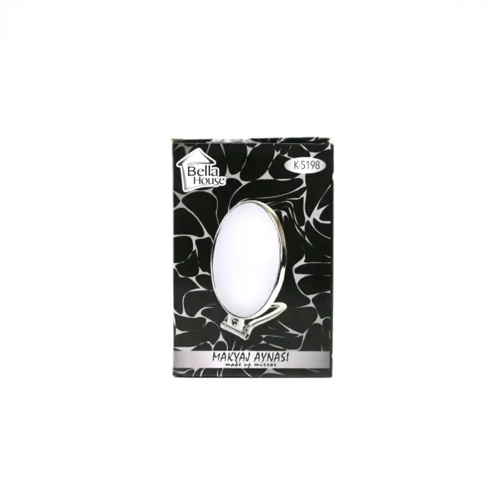 OVAL - GÜMÜŞ 6.5 INC=16.5X13CM MAKYAJ AYNASI ÇİFT TARAFLI KATLANIR AYAKLI (5047)