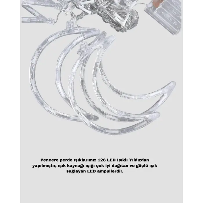 Prizli Yıldız Ay Perde LED Işık Ev ve Organizasyon Dekoru