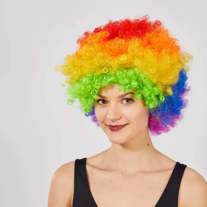 Rengarenk Kıvırcık Afro Bonus Peruk (5047)
