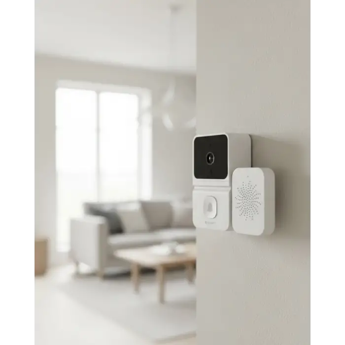 ŞARJLI KAMERALI KAPI ZİLİ BEYAZ