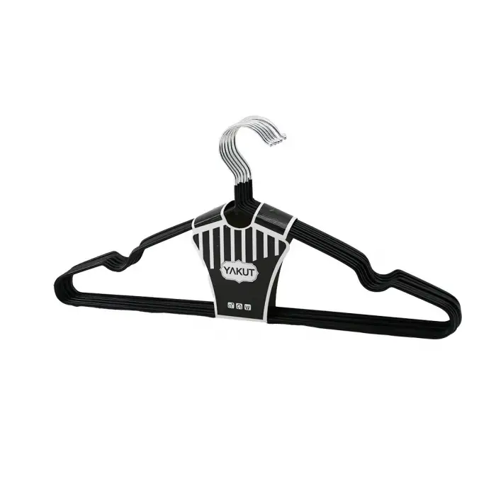 SİYAH 10PCS SİLİKON KAPLAMALI METAL ELBİSE ASKISI (5047)